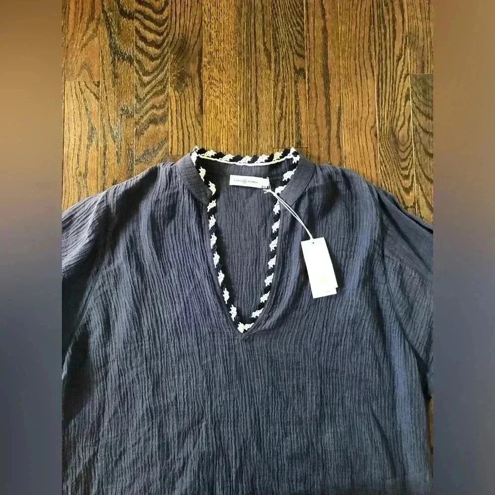 Tory Burch Women’s L Gauze Beach Shirt/Coverup in Tory Navy - NWT!! - Picture 7 of 16